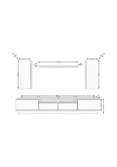 Decoraktiv Trendstyle 5220ds Mdf Tv Ünitesi Tv Sehpası Pera - Siyah