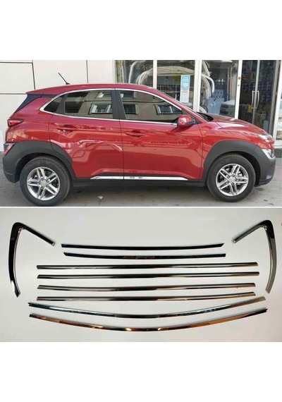 Hyundai Kona Cam Çerçeve Kromu Komple Nikelaj Seti 2018+ Sonrası