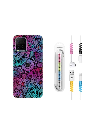 Vivo V21 Kılıf Kablo Koruyuculu Colurful Mandala 1667