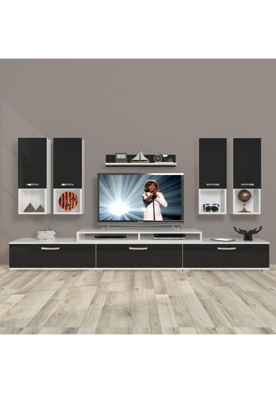 Decoraktiv Ekoflex 8da Slm Tv Ünitesi Tv Sehpası Beyaz - Siyah