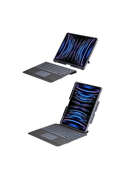 Apple T5509d İpad Pro 12.9 2022 Kılıf Palermo Ledli Klavyeli Standlı Tablet Kılıfı - Siyah