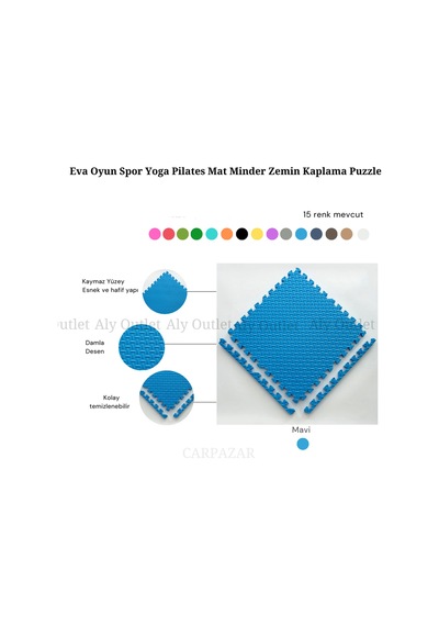 24'lü Puzzle Set Eva Tatami Minder Zemin Kaplama Oyun Spor Halısı 50x50 13M Lacivert - Mavi - Beyaz