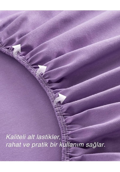 Lexroo Lila Renkli%100 Pamuklu Penye Kumaşından Tek/çift Kişilik Lastikli Çarşaf Lila Çift Kişilik