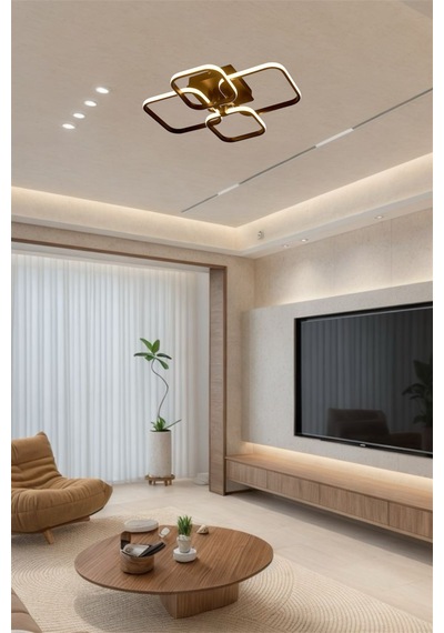 Ey Shop Siyah 4 Lü Kare Model 3 Renk Led Avize Siyah