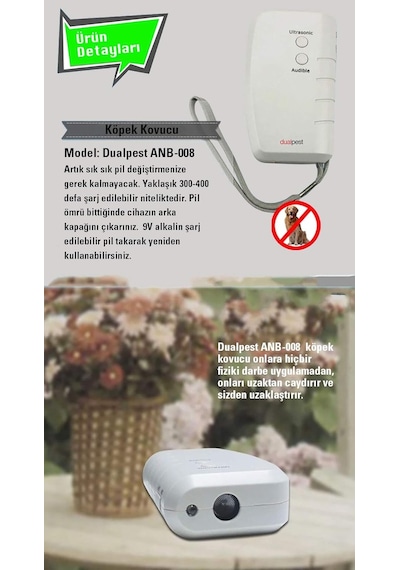 Dualpest An-b008 Ultrasonik Saldırgan Köpek Kovucu - Köpeksavar - Led Işıklı