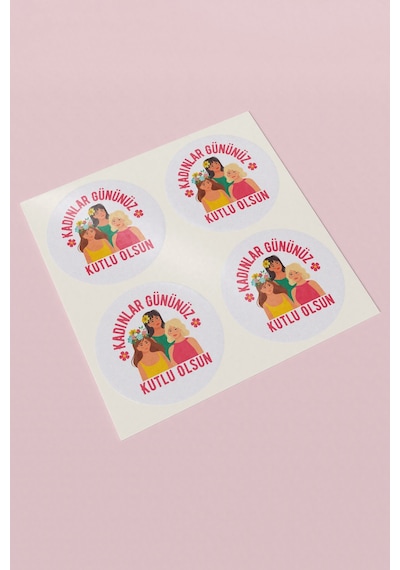 Kadınlar Gününüz Kutlu Olsun Sticker Etiketi 3x3cm St2417 Çok Renkli
