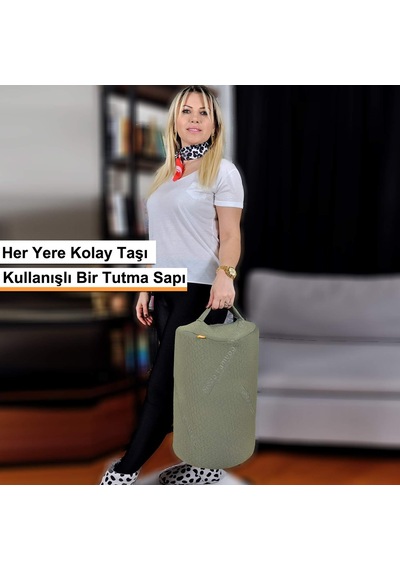 Bambu Serisi Masa Altı Ayaklık Yastık Haki Renk Çok Renkli