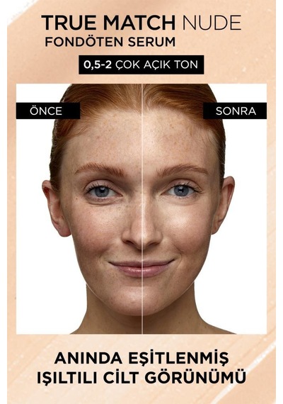 L'Oréal Paris True Match Nude Fondöten Serum 0.5-2 Very Light + Mini Paradise Maskara 4.7 ML