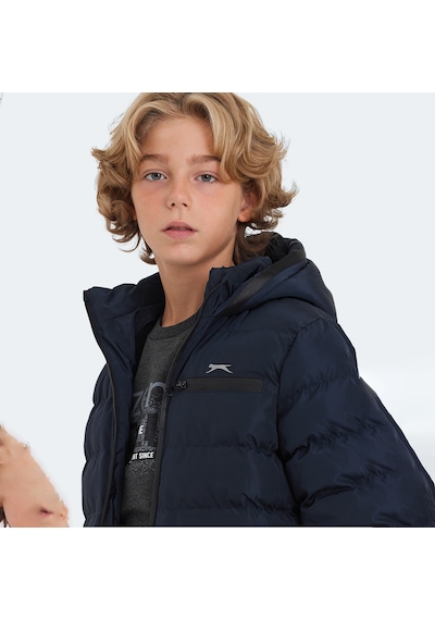 Slazenger CAPTAIN Çocuk Kapüşonlu Şişme Lacivert Mont & Kaban
