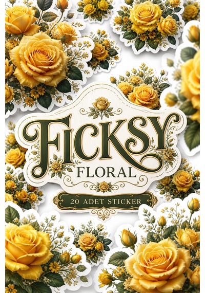 Sarı Gül Çiçek Sticker Seti - 20 Adet Etiket Çıkartma Diğer