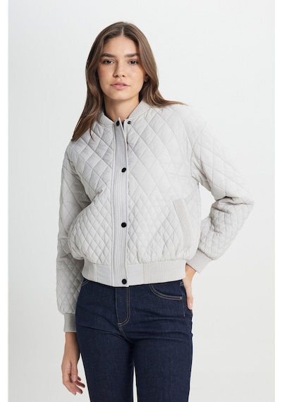Loose Fit Rahat Kesim Kapitone Detaylı Gri Bomber Ceket W242741035 Gri