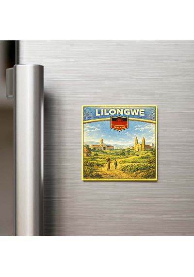 Retro Malavi Lilongwe Şehri Temalı Vintage Buzdolap Magneti 9x9 Cm