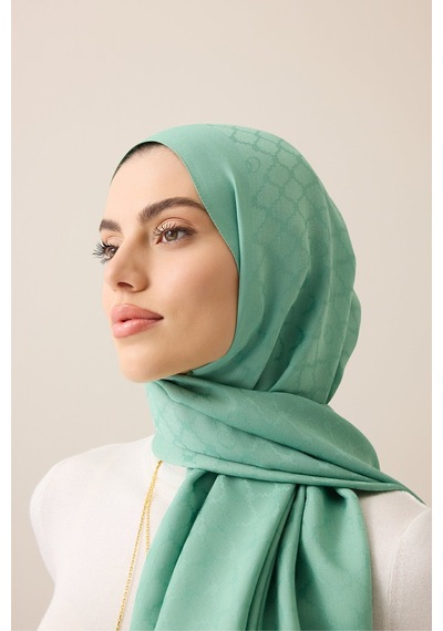 İmannooor Pencere Kafes Mint Yeşili Ramy Jakar Şal 70x210