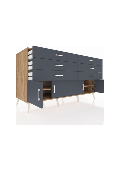 Kronos Konsol 2 Raflı 6 Çekmeceli 4 Kapaklı 176x59x99 Çam-antrasi Çam-antrasit Kronos Konsol 2 Raflı 6 Çekmeceli 4 Kapaklı 176x59x99 Çam-antrasi Çam-antrasit