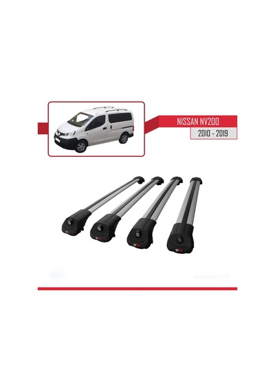 Nissan Nv200 2010-2019 Arası İle Uyumlu Ace-1 Ara Atkı Tavan Barı Gri 4 Adet Bar
