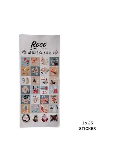 Yılbaşı Advent Takvimi Sticker Seti- 24 Adet Çıkartma, Yeniyıl He