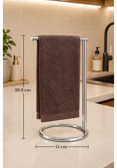 Parlak Silver Dikey Havluluk Havlu Askılığı Tezgah Üstü Banyo Mutfak Organizer Paslanmaz Metal Gümüş