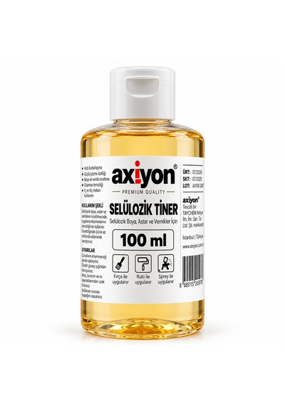 Axiyon Selülozik Tiner 100 Ml Boya, Astar Ve Vernik İnceltici