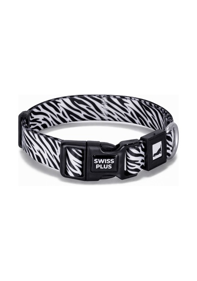 Swissplus Urban Paws Zebra Noir Recycled Köpek Tasması - 20 Mm Beyaz - Siyah