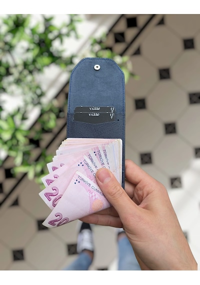 Visso 571 Hakiki Deri Efsane Trend Model Çok Para Konan Cüzdan Unisex Kartlık Çıtçıtlı En Çok Tercih Edilen Model Koyu Lacivert