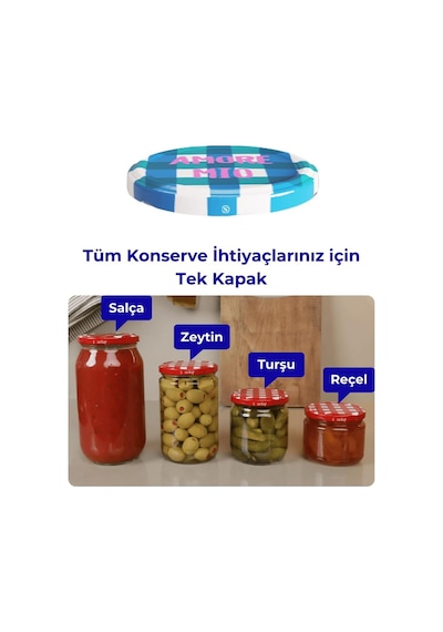 Sarkap Kavanoz Kapağı, 82mm, Hava Geçirmez, Sızdırmaz, Konserve İçin Uygun, 10'lu Paket Amoremiomavi Beyaz - Çok Renkli Sarkap Kavanoz Kapağı, 82mm, Hava Geçirmez, Sızdırmaz, Konserve İçin Uygun, 10'lu Paket Amoremiomavi Beyaz - Çok Renkli