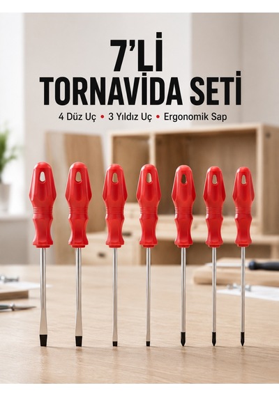 Ev Ve Atölye Kullanımına Uygun 7 Parça Tornavida Seti 95998541