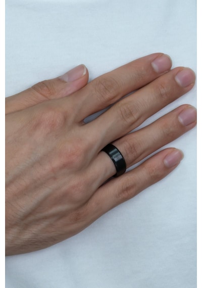 8 Mm Köşeli Düz Model Unisex Kadın Erkek Çelik Alyans Yüzük Cl31 Siyah