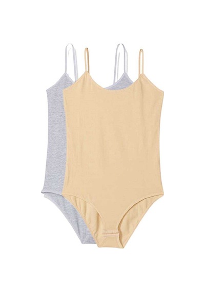 20st 2 Adet İp Askılı Kadın Çıtçıtlı Body Gri Ve Ten 13-2010
