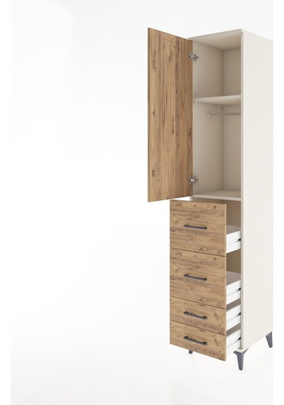 Hyperion Dolap 2 Raflı 4 Çekmeceli Tek Askılı 44x44x221 Aytaşı-çam Aytası