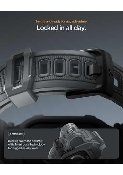 Apple Watch 46mm Seri 11/10 İle Uyumlu Kılıf & Kordon Kayış Rugged Armor Pro 2 Dark Gray - Acs10504 Çok Renkli