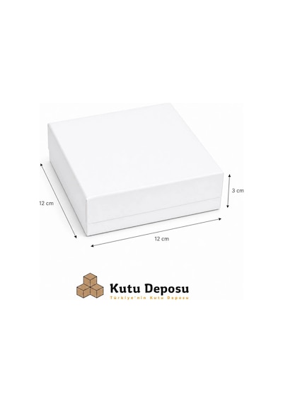 12x12x3 Cm Tam Kapaklı Selefonlu Süngerli Takı Kutusu - Beyaz Demonte 50 Adet