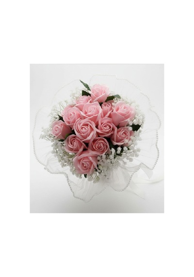 Pembe Gül Gelin Buketi Beyaz Cipso Çiçekli Romantik Nikah & Düğün Buketi - 862602107 Diğer