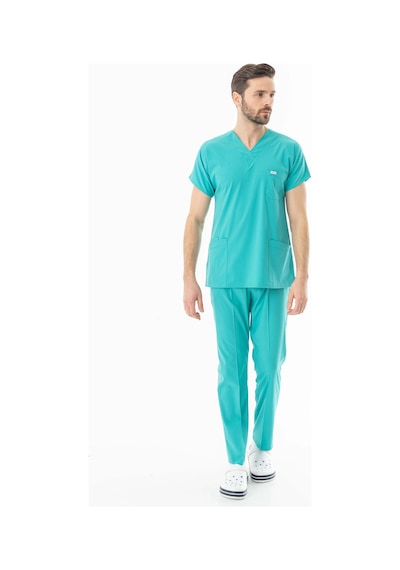 Likra Yarasa Kol Doktor Hemşire Forması Turkuaz Lyrs1017 Turkuaz