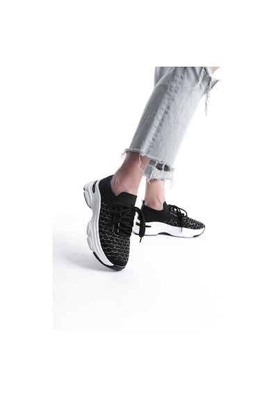 Kadın Rocco Siyahtriko Beyaz Tabanlı Taşlı Spor Ayakkabı & Sneaker Siyah 2 Siyah