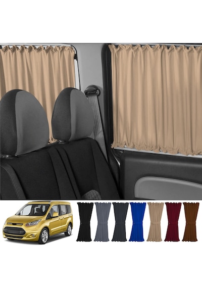 Pandami Ford Connect 1.nesil 2002-2013 Uyumlu Krem Raylı Oto Perde Takımı