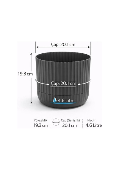 Omnipazar Krs-263 Zeraf Dekoratif Tabaklı Saksı Takımı 4.6 Litre No:3 Yeşil