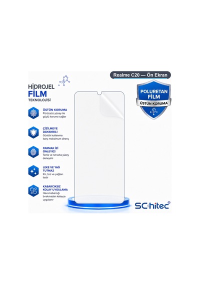 Realme C20 Uyumlu Ön Yüzey Nano Şeffaf Hidrojel Ekran Koruyucu