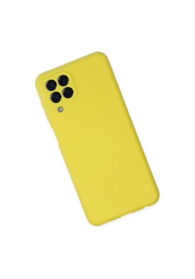 Samsung Galaxy M33 Kılıf Nano İçi Kadife Silikon - Sarı Düz Renkli