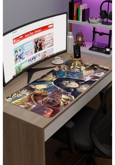 Attack On Titan Anime V1 - 90x40 Xxl Gaming Kauçuk Kaymaz Taban Mouse Pad Fare Altlığı