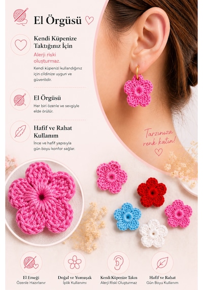 Küpe Süsü 4 Renk Çiçek Küpe Aksesuarı Değiştirilebilir Çıkarılabilir Küpe Moda Aksesuarı Hafif El Yapımı Beyaz