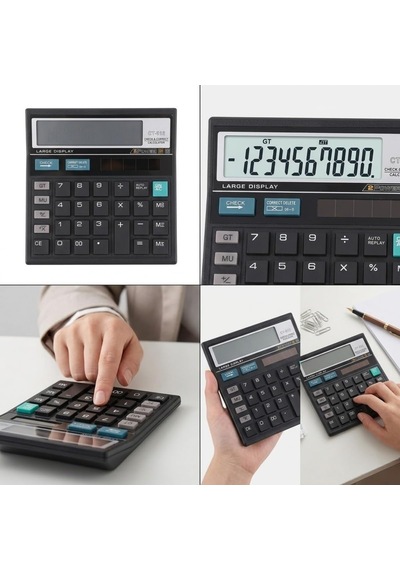 Ct-512 Masaüstü Hesap Makinesi, Büyük Ekran, Check & Correct Özellikli, Çift Güç Kaynağı, Siyah Diğer