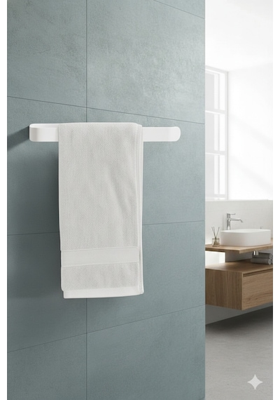 Paslanmaz Metal Dolu Demir Lüks Yapışkanlı Beyaz Solo Havluluk Banyo Lavabo Mutfak Askısı Beyaz Diğer