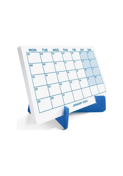 Mavi Renkli Aylık Planlama 2027 Takvim, 2027 Masa Takvimi, Blue Color Monthly Planner Calendar