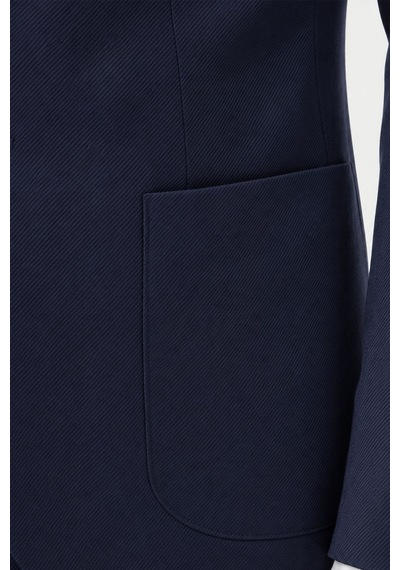 Rizzup Lacivert Premium Çizgi Dokulu Slim Fit Likralı 2 Li Erkek Takım Elbise 2600821
