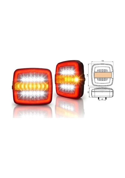 2 Adet Kare Neon Stop Lambası 4 Fonksiyonlu 12-24V