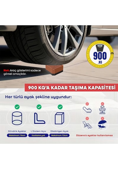 Tineke Robot Süpürge Mobilya Ayağı Ve Dolap Yükseltici Ayak Kaydırmaz 4lü Kahverengi Kare 4 Cm Çok Renkli