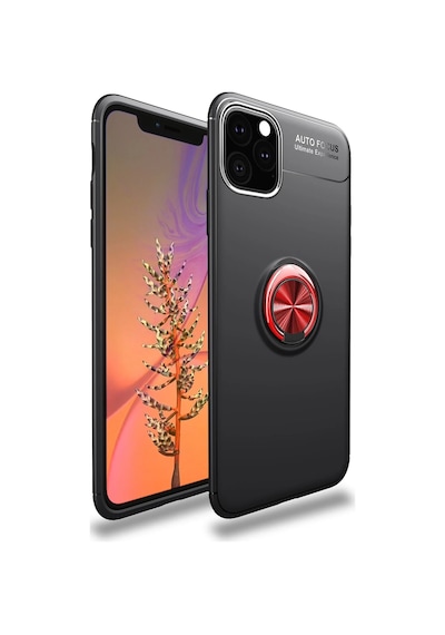 Newface - 401 - İphone 11 Pro Max Kılıf Range Yüzüklü Silikon - Edntrend - - Siyah-kırmızı