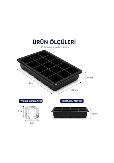 2'li Silikon Buz Kalıbı Seti 15 Bölmeli Buzluk Kalıbı Esnek Ve Kolay Çıkarma Dondurucu İçin Buz Yapma Kalıbı İçecek, Kokteyl Ve Soğuk İçecekler İçin Altın - Beyaz