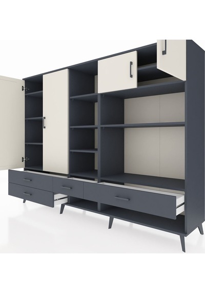 Hyperion Dolap 12 Raflı 4 Çekmeceli 4 Kapaklı 220x44x163 Antrasit Antrasit-aytaşı/antrasit Hyperion Dolap 12 Raflı 4 Çekmeceli 4 Kapaklı 220x44x163 Antrasit Antrasit-aytaşı/antrasit