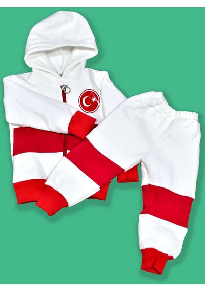 Papatya Silver 925 Ayar Gümüş Mavi Ayaklı Isimli Bebek İğnesi + Türkiye Armalı Kapişonlu Bebek Eşofmanı Altın
